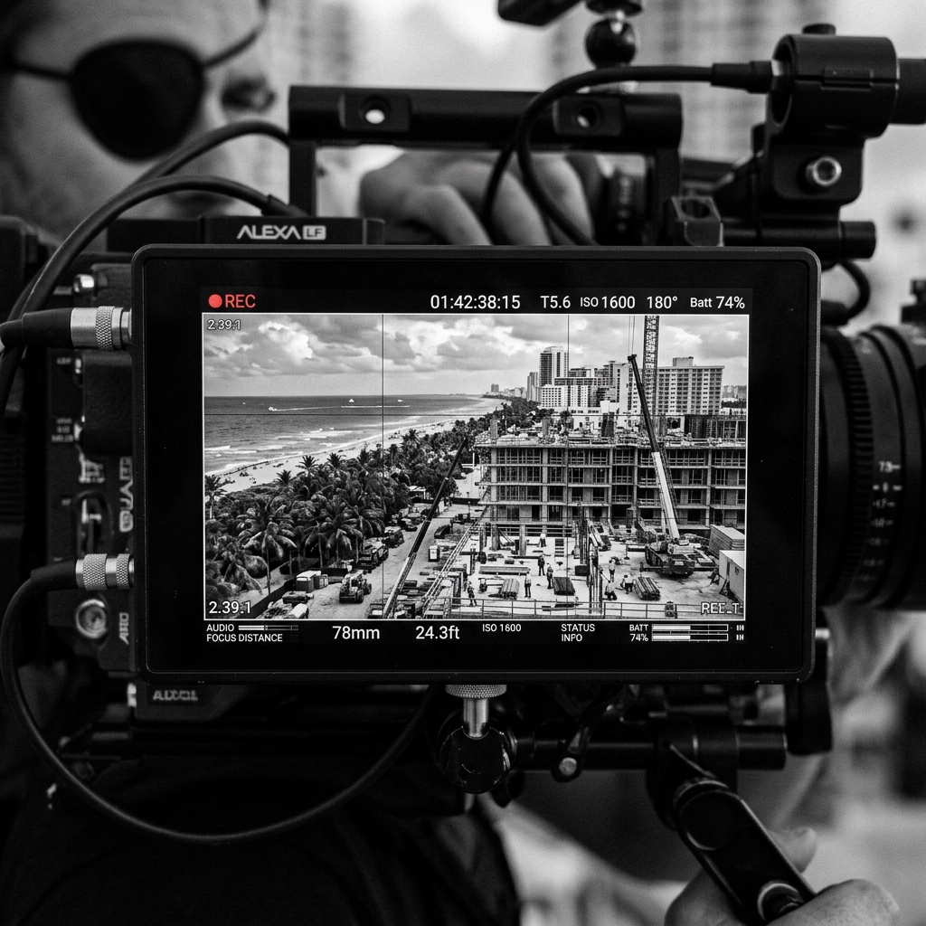Behind the scenes filming of a real estate construction project
